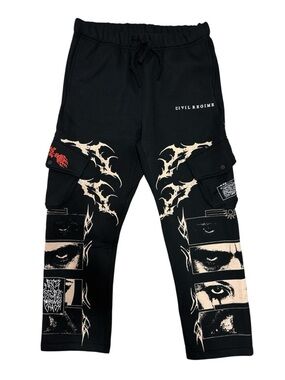 Civil Regime Wide Leg Black Cargo Sweatpants Size: Large NWT